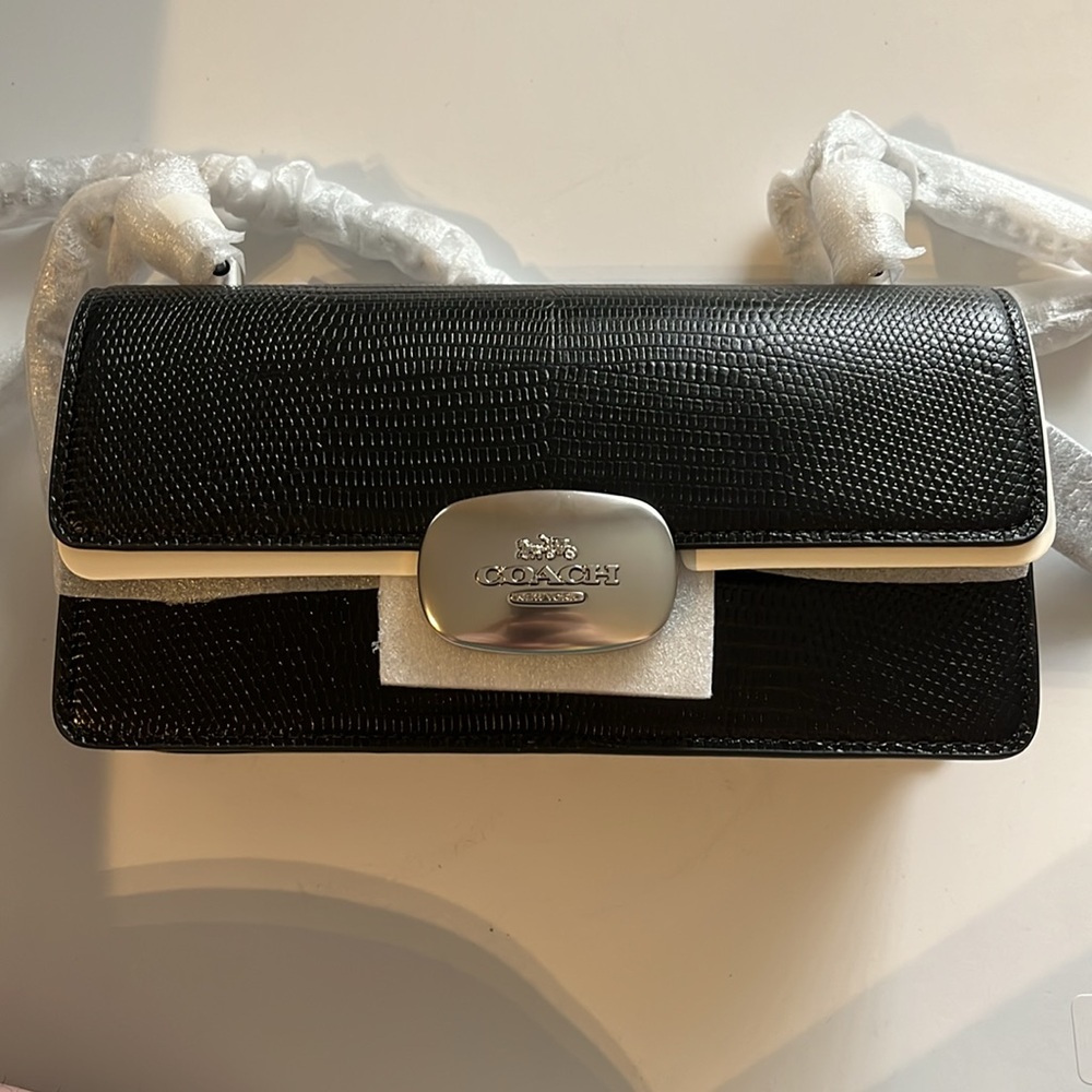 Coach black and silver crossbody bag